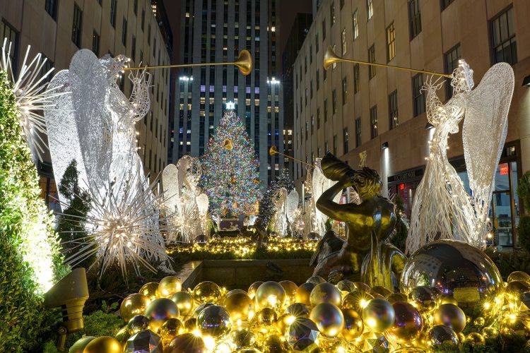 Weihnachtliche Deko am Rockefeller Center