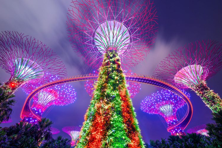 Illuminierte Supertrees in Singapur