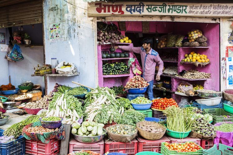 Gemüse-Verkäufer in Indien